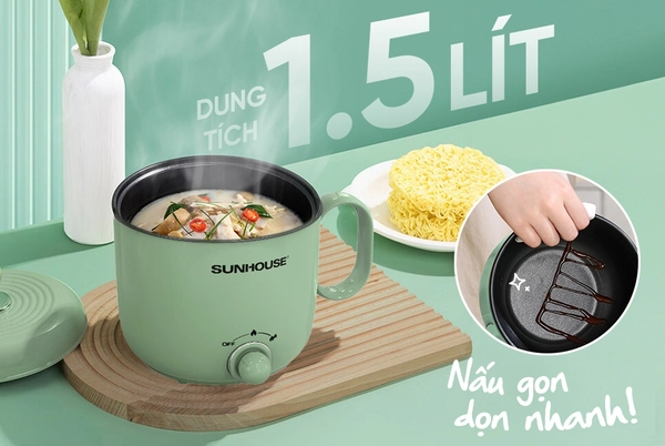 Ca Lẩu Điện Mini Sunhouse SHD4515G 1.5L - Ảnh 3
