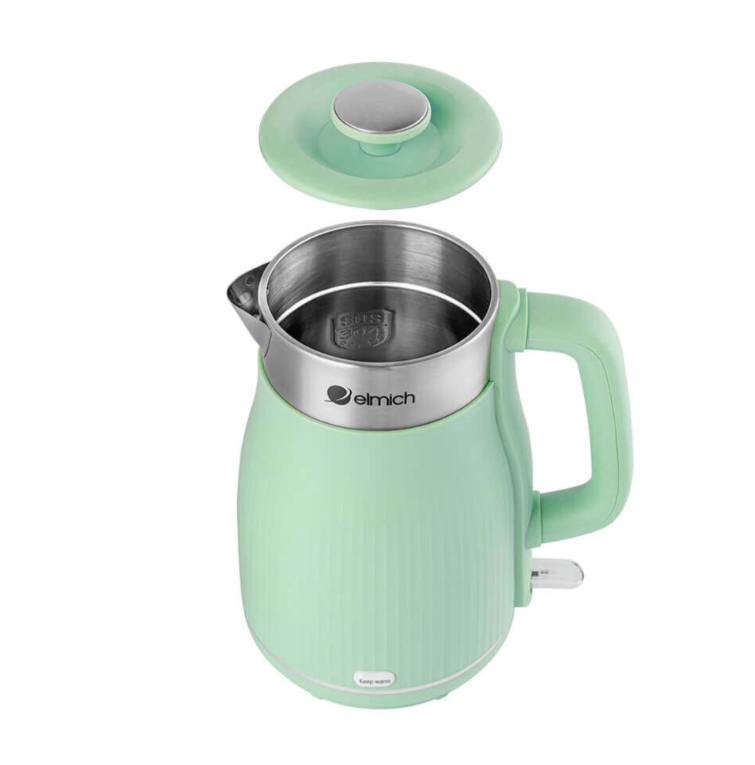 Ấm Giữ Nhiệt Elmich Xanh Cốm 1.8L được làm với ruột bằng inox 304 nguyên khối an toàn